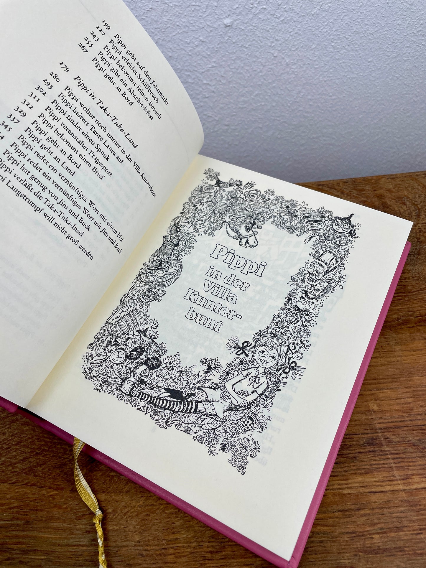 Pippi Langstrumpf Gesamtausgabe – Kunstbuchbindung in altrosa Leder (Unikat)