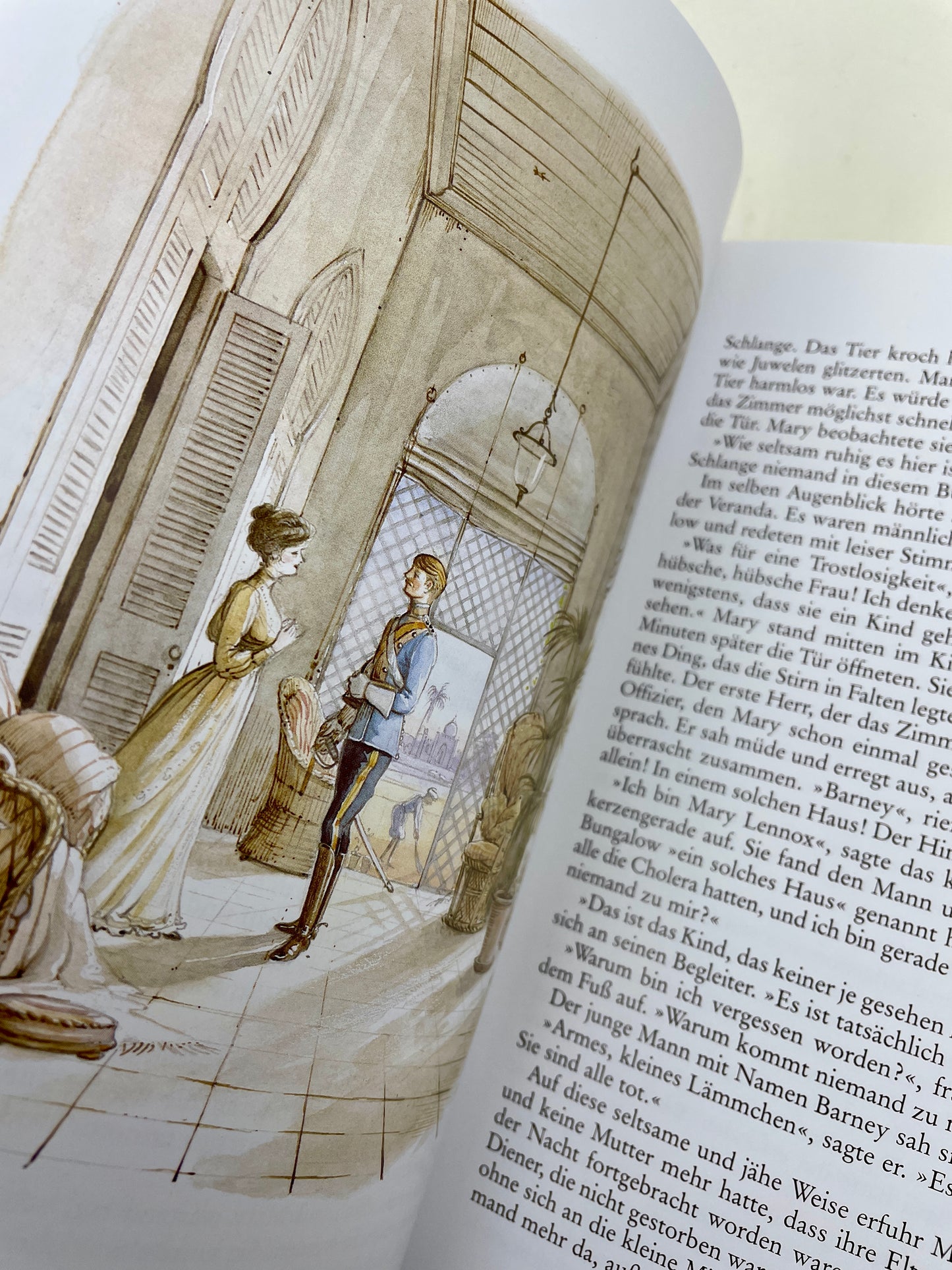 Der Geheime Garten – Kinderbuchklassiker von Frances Hodgson Burnett – Salbeigrünes Veloursleder