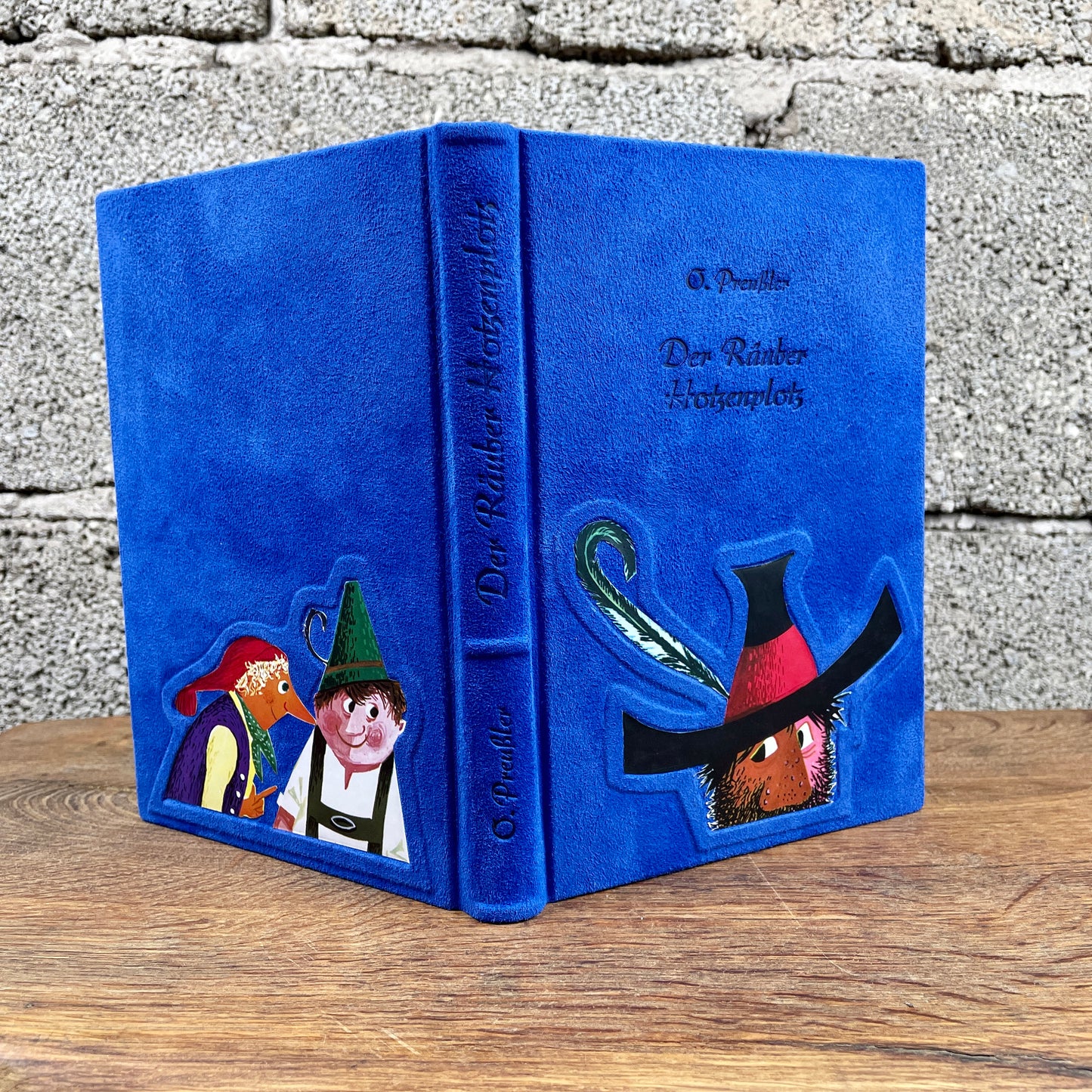 Der Räuber Hotzenplotz - Otfried Preußler, blauer Ledereinband, Unikat Kinderbuch