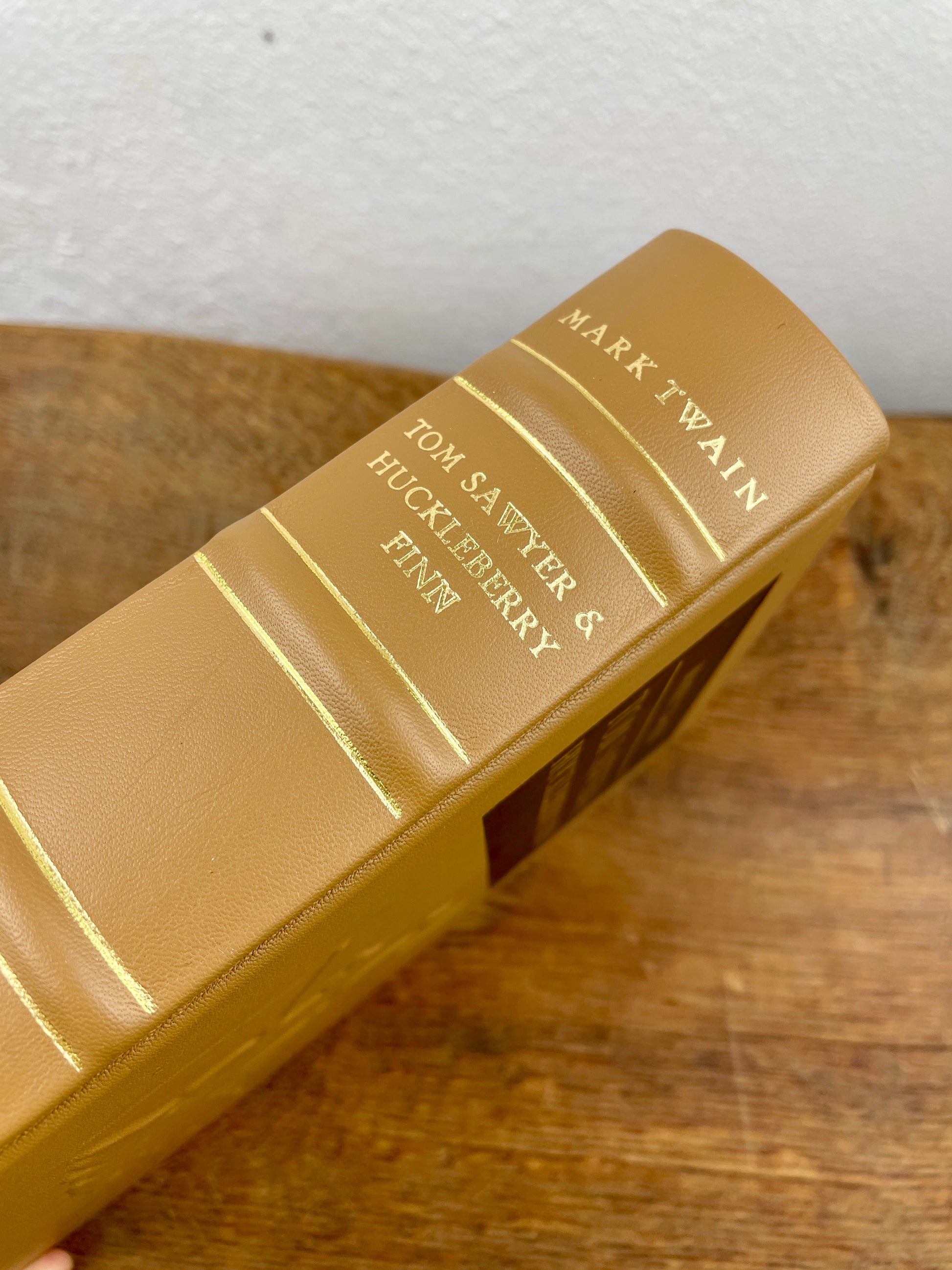 Buchrücken in braunem Leder mit Goldprägung und erhabenen Bünden